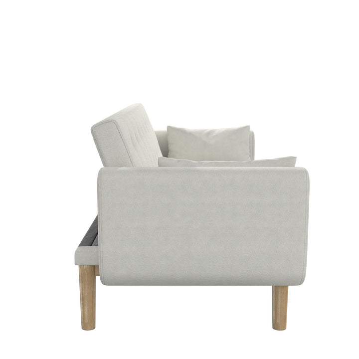 Barrie Futon Sofa Bed in Teddy Fabric - Ivory Teddy - 3-Seater