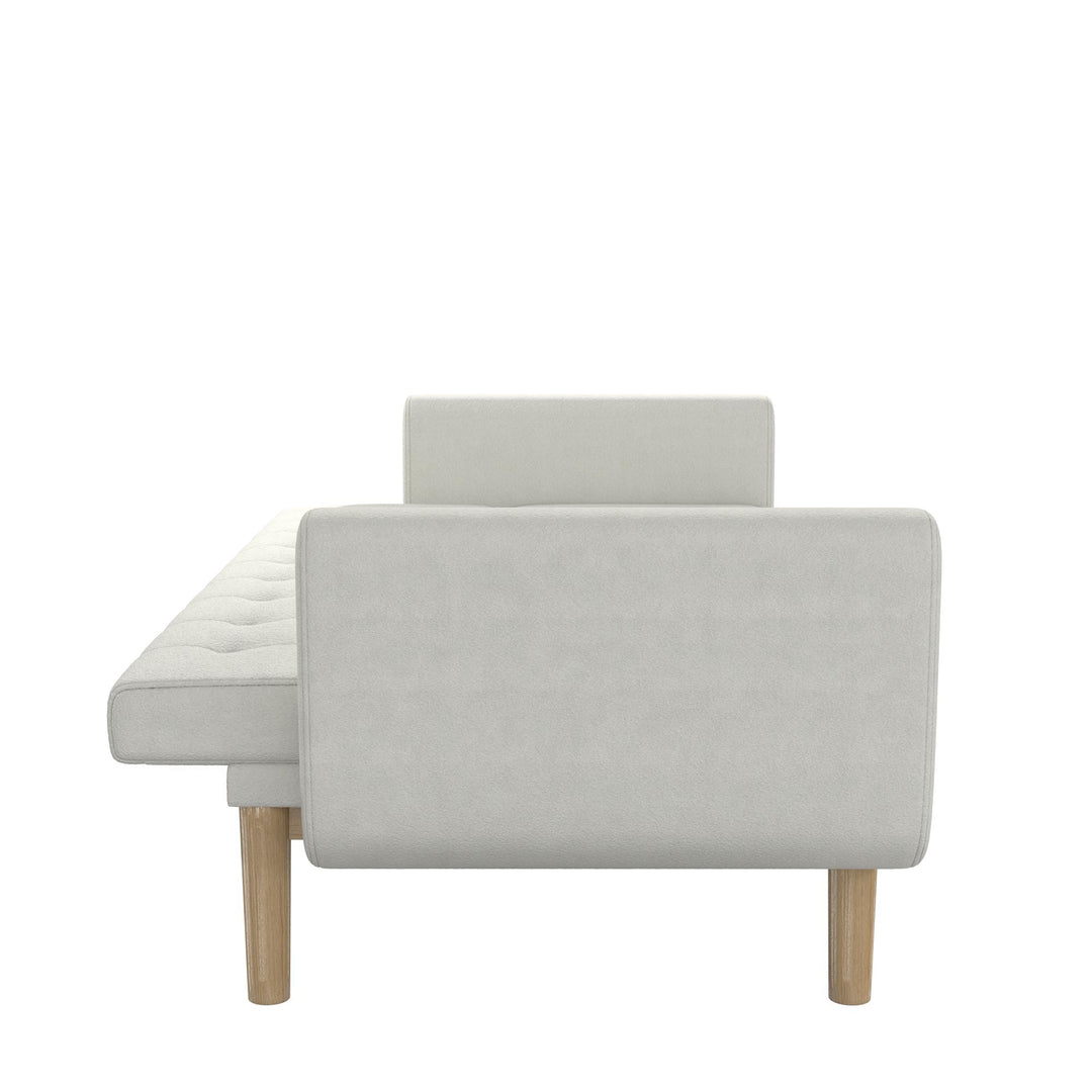 Barrie Futon Sofa Bed in Teddy Fabric - Ivory Teddy - 3-Seater