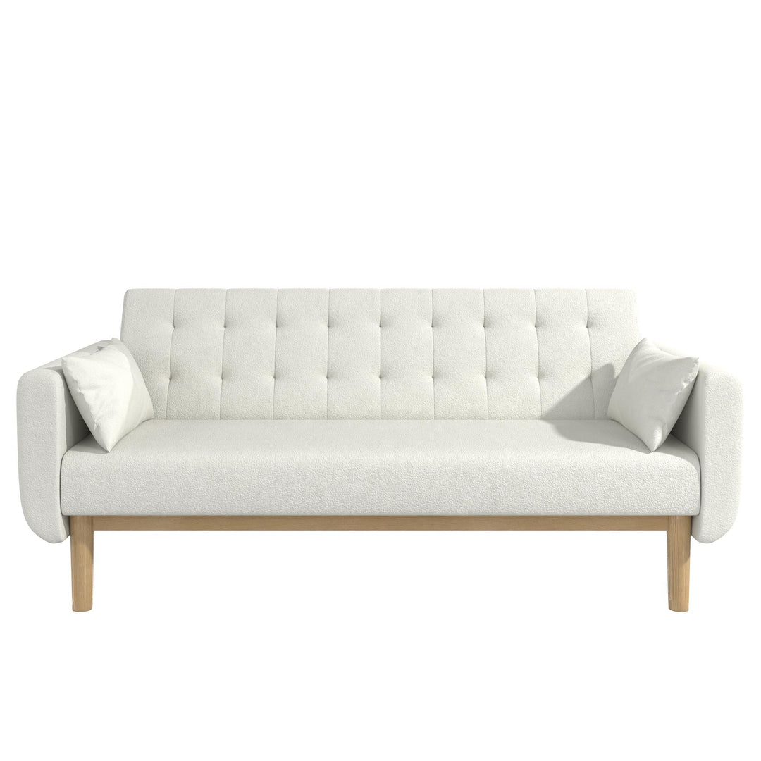 Barrie Futon Sofa Bed in Teddy Fabric - Ivory Teddy - 3-Seater