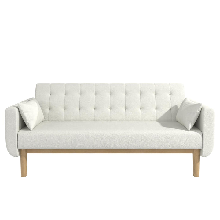 Barrie Futon Sofa Bed in Teddy Fabric - Ivory Teddy - 3-Seater