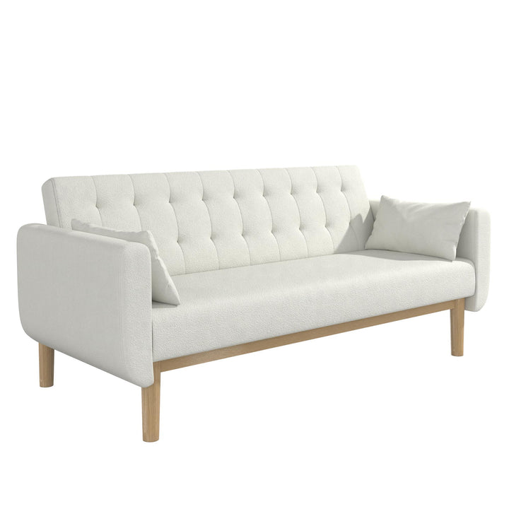 Barrie Futon Sofa Bed in Teddy Fabric - Ivory Teddy - 3-Seater