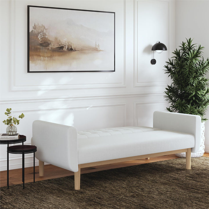 Barrie Futon Sofa Bed in Teddy Fabric - Ivory Teddy - 3-Seater