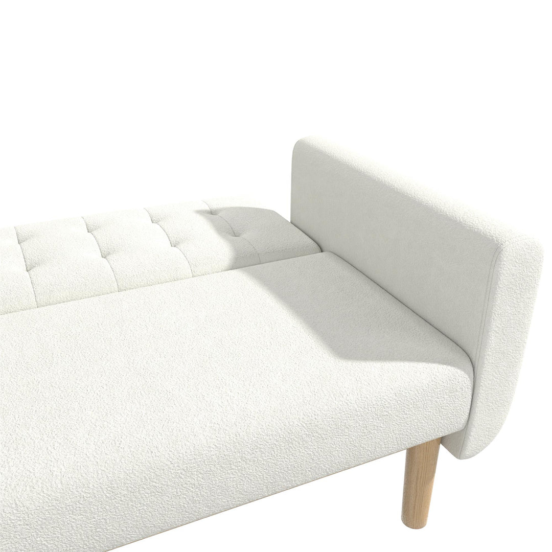 Barrie Futon Sofa Bed in Teddy Fabric - Ivory Teddy - 3-Seater