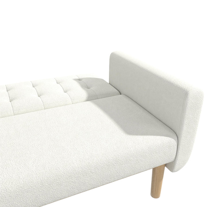 Barrie Futon Sofa Bed in Teddy Fabric - Ivory Teddy - 3-Seater