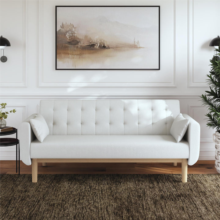 Barrie Futon Sofa Bed in Teddy Fabric - Ivory Teddy - 3-Seater