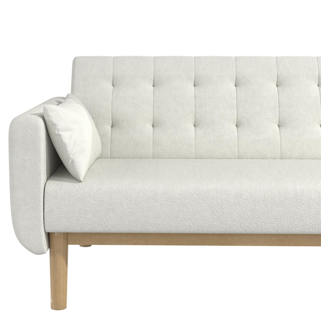 Barrie Futon Sofa Bed in Teddy Fabric - Ivory Teddy - 3-Seater
