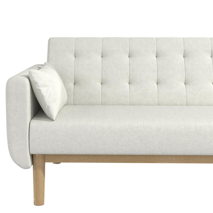 Barrie Futon Sofa Bed in Teddy Fabric - Ivory Teddy - 3-Seater