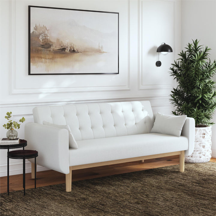 Barrie Futon Sofa Bed in Teddy Fabric - Ivory Teddy - 3-Seater