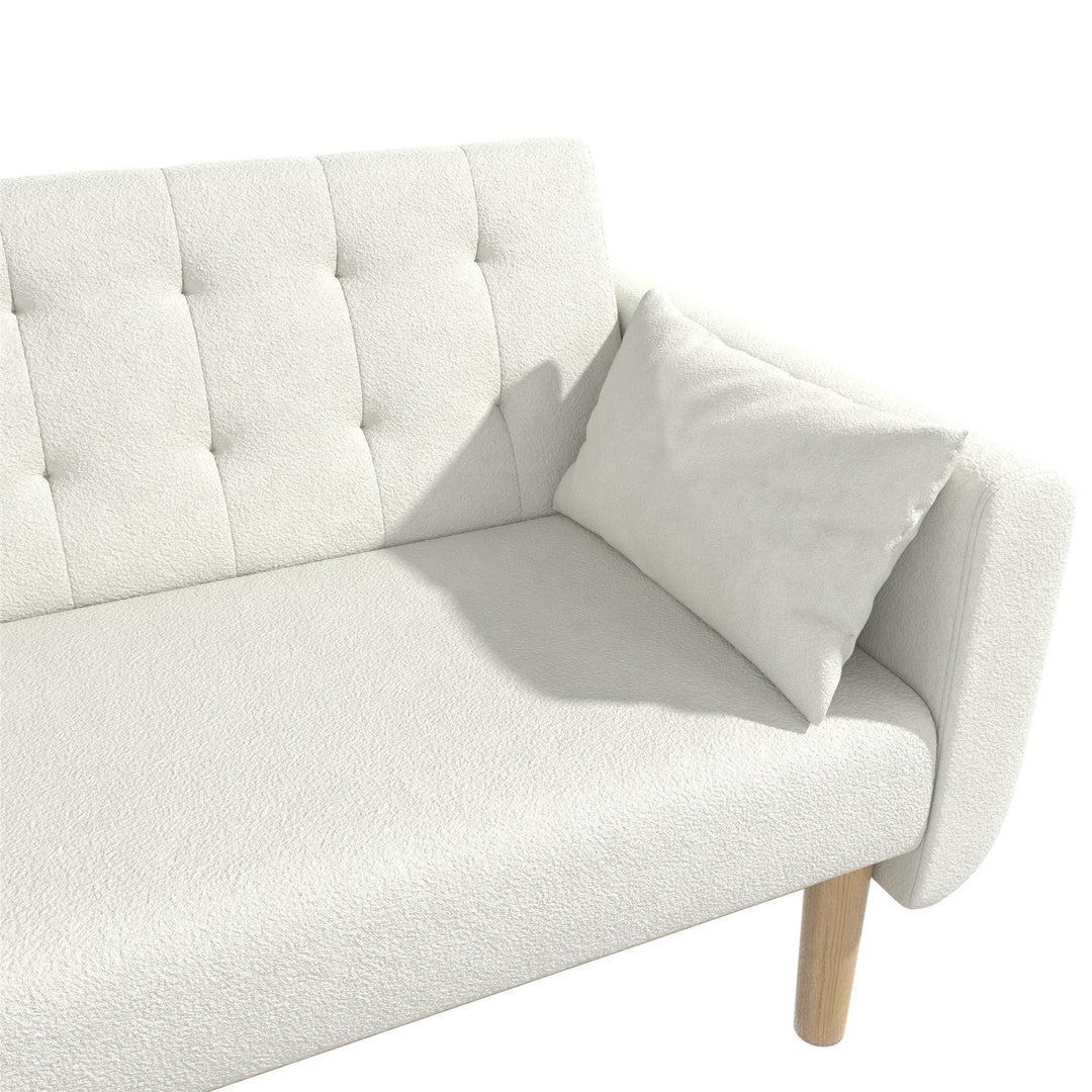 Barrie Futon Sofa Bed in Teddy Fabric - Ivory Teddy - 3-Seater