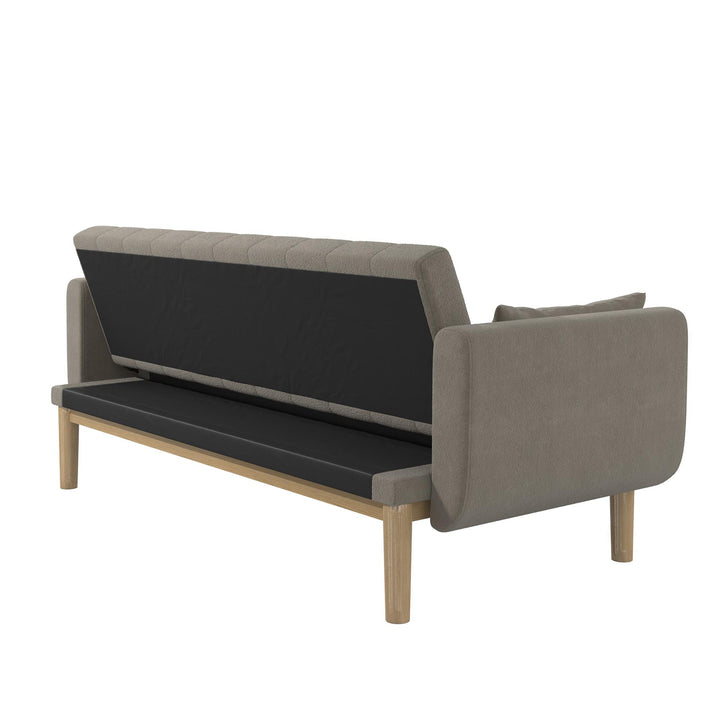 Barrie Futon Sofa Bed in Teddy Fabric - Pebble Gray - 3-Seater