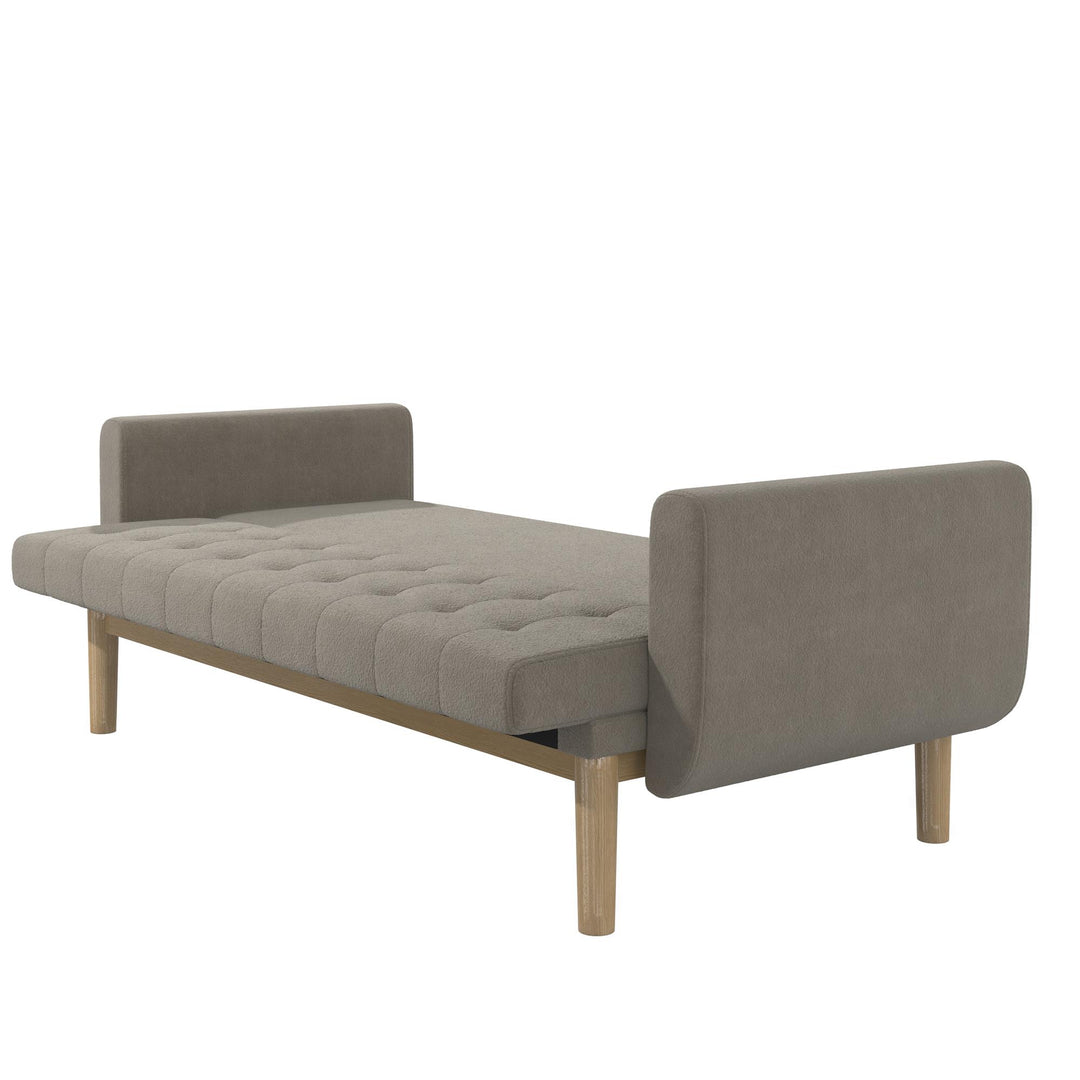 Barrie Futon Sofa Bed in Teddy Fabric - Pebble Gray - 3-Seater