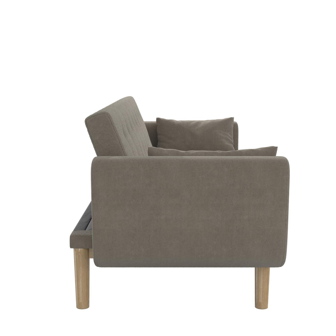 Barrie Futon Sofa Bed in Teddy Fabric - Pebble Gray - 3-Seater