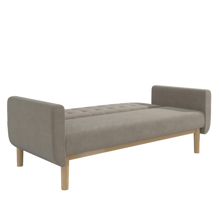 Barrie Futon Sofa Bed in Teddy Fabric - Pebble Gray - 3-Seater