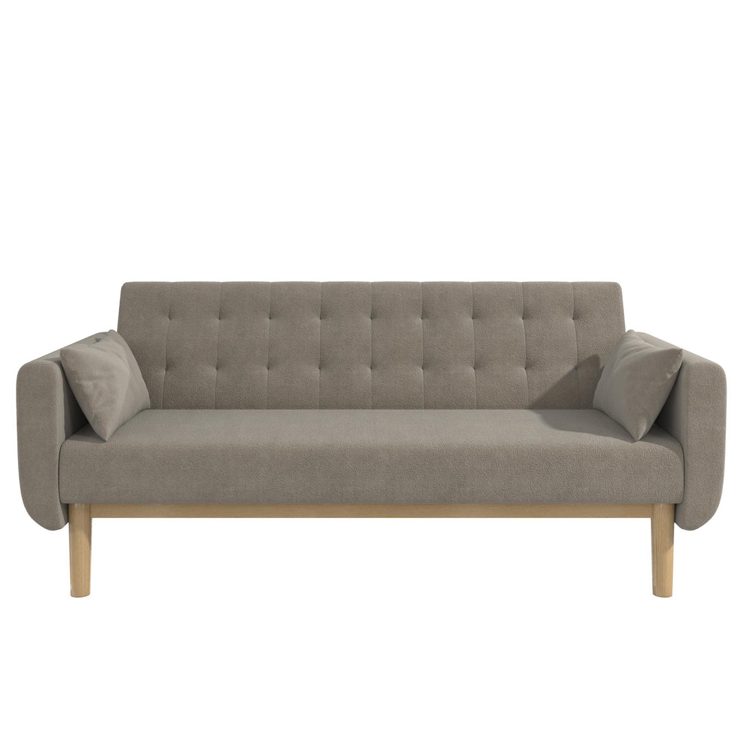 Barrie Futon Sofa Bed in Teddy Fabric - Pebble Gray - 3-Seater