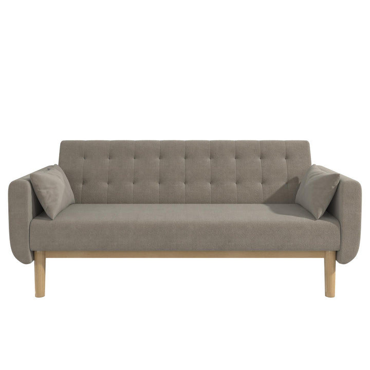 Barrie Futon Sofa Bed in Teddy Fabric - Pebble Gray - 3-Seater