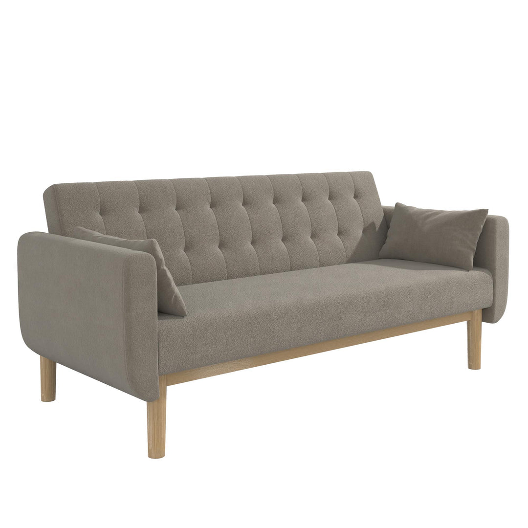 Barrie Futon Sofa Bed in Teddy Fabric - Pebble Gray - 3-Seater