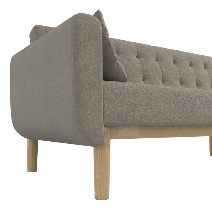 Barrie Futon Sofa Bed in Teddy Fabric - Pebble Gray - 3-Seater