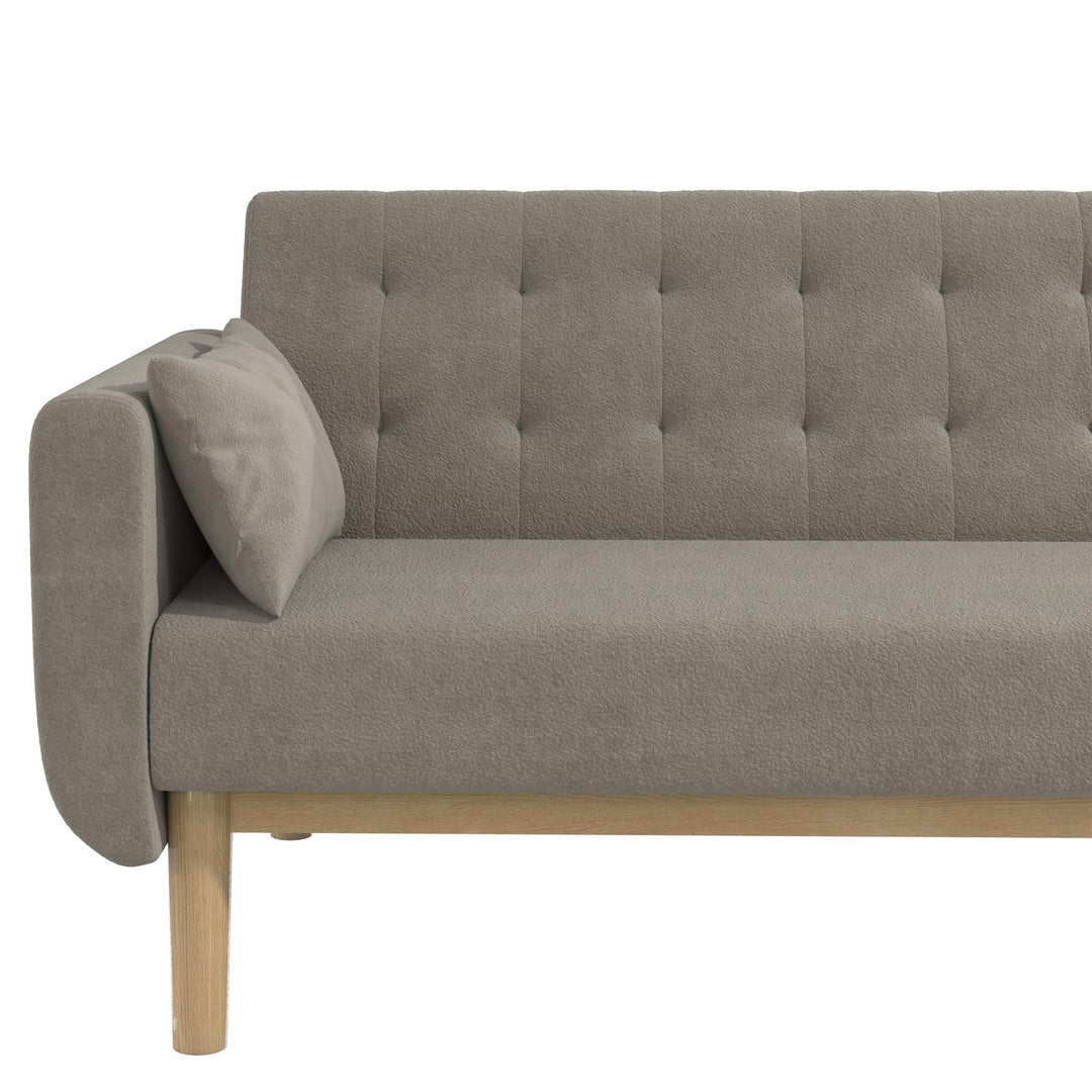 Barrie Futon Sofa Bed in Teddy Fabric - Pebble Gray - 3-Seater