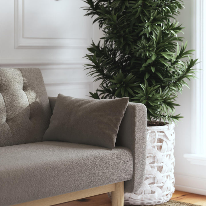 Barrie Futon Sofa Bed in Teddy Fabric - Pebble Gray - 3-Seater