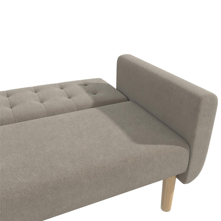 Barrie Futon Sofa Bed in Teddy Fabric - Pebble Gray - 3-Seater