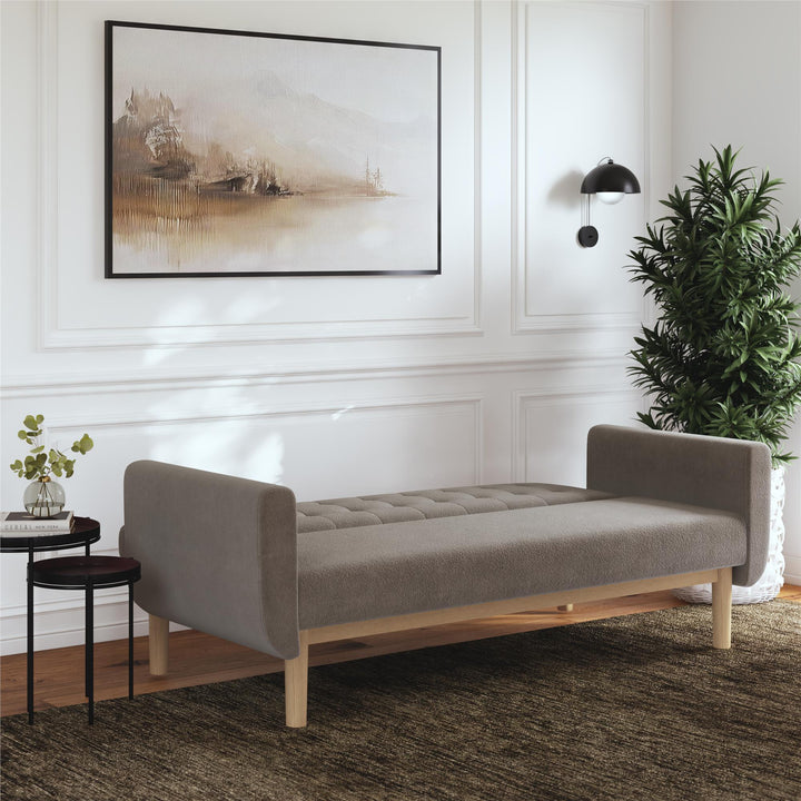 Barrie Futon Sofa Bed in Teddy Fabric - Pebble Gray - 3-Seater