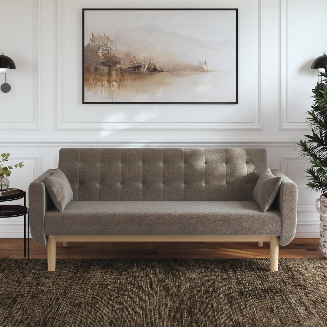 Barrie Futon Sofa Bed in Teddy Fabric - Pebble Gray - 3-Seater