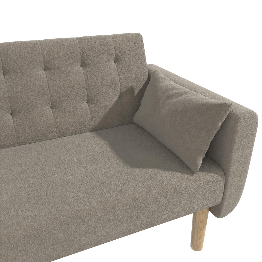 Barrie Futon Sofa Bed in Teddy Fabric - Pebble Gray - 3-Seater