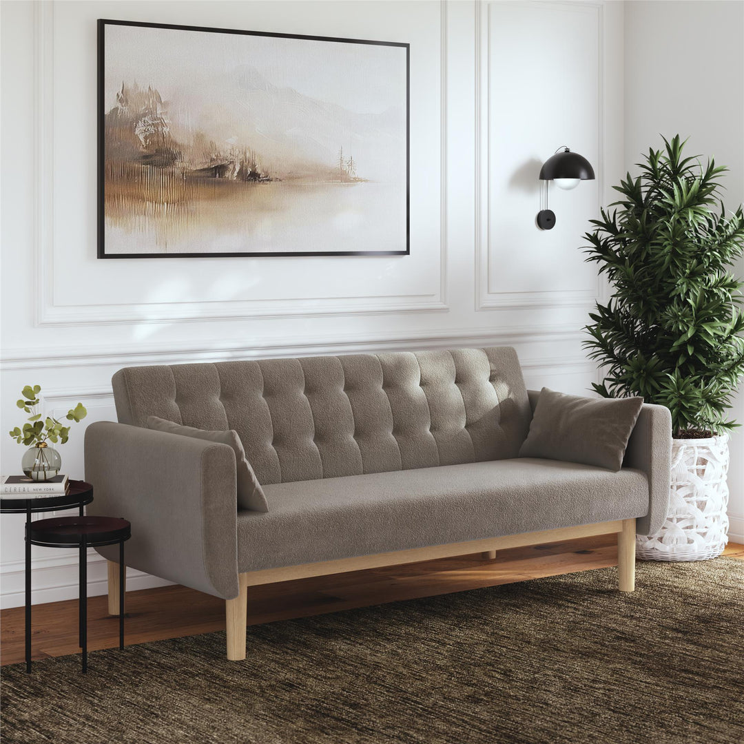 Barrie Futon Sofa Bed in Teddy Fabric - Pebble Gray - 3-Seater