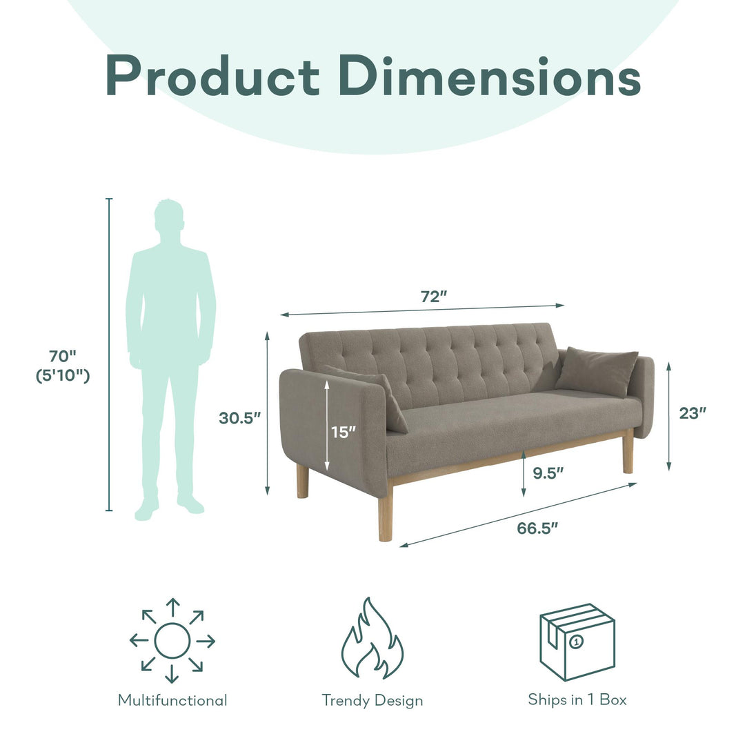 Barrie Futon Sofa Bed in Teddy Fabric - Pebble Gray - 3-Seater