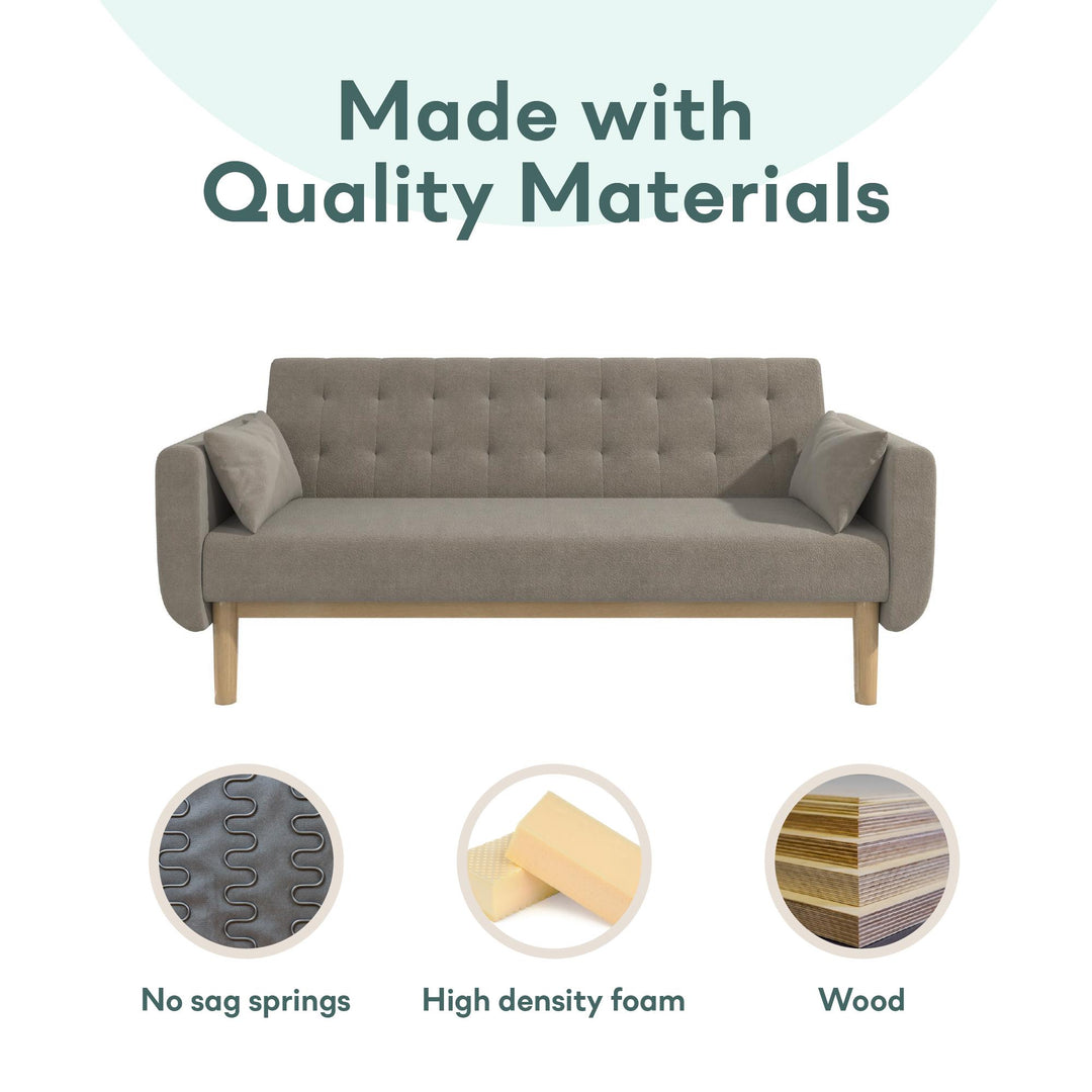 Barrie Futon Sofa Bed in Teddy Fabric - Pebble Gray - 3-Seater