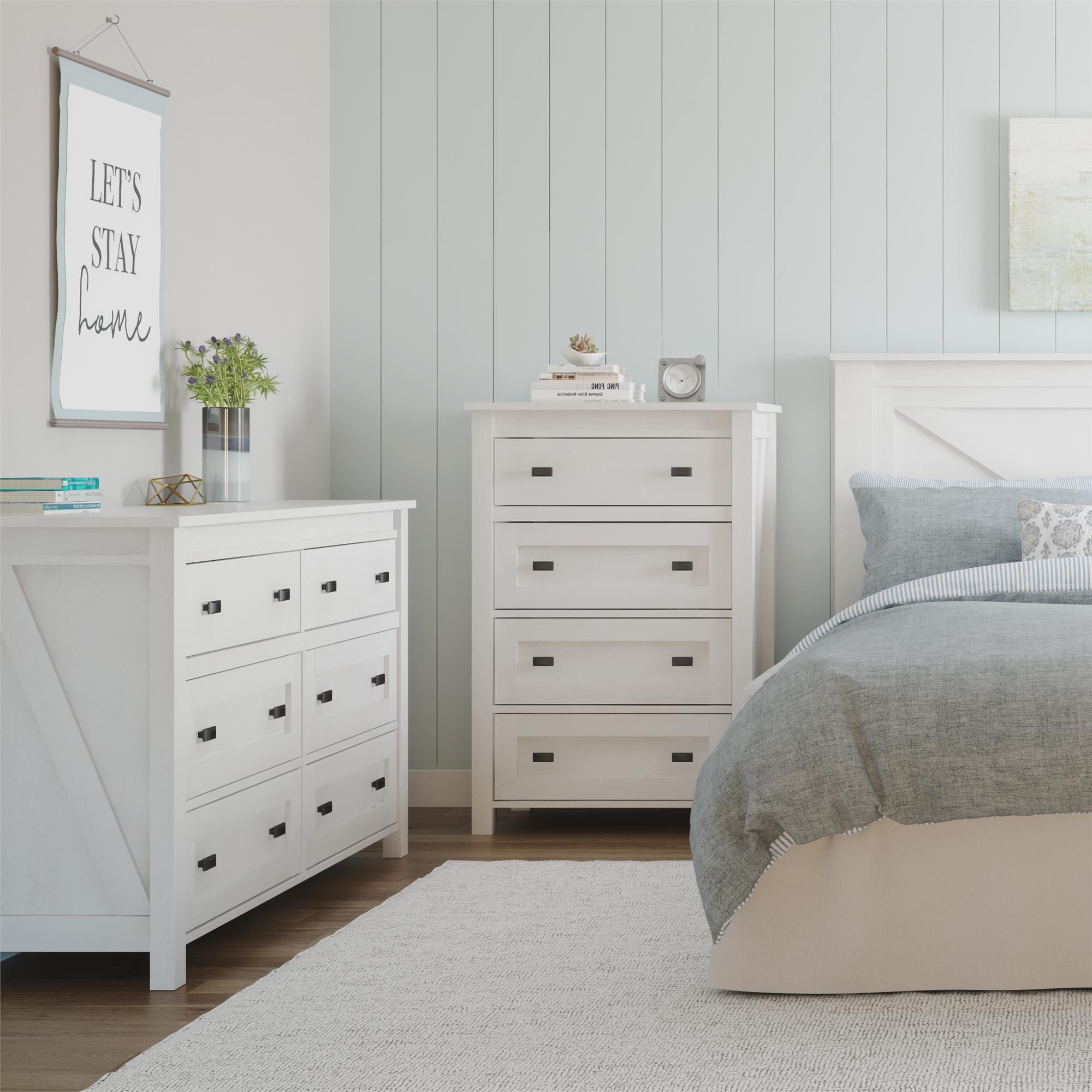 Farmington 6 Drawer Rustic Farmhouse Dresser with Linen Interiors
