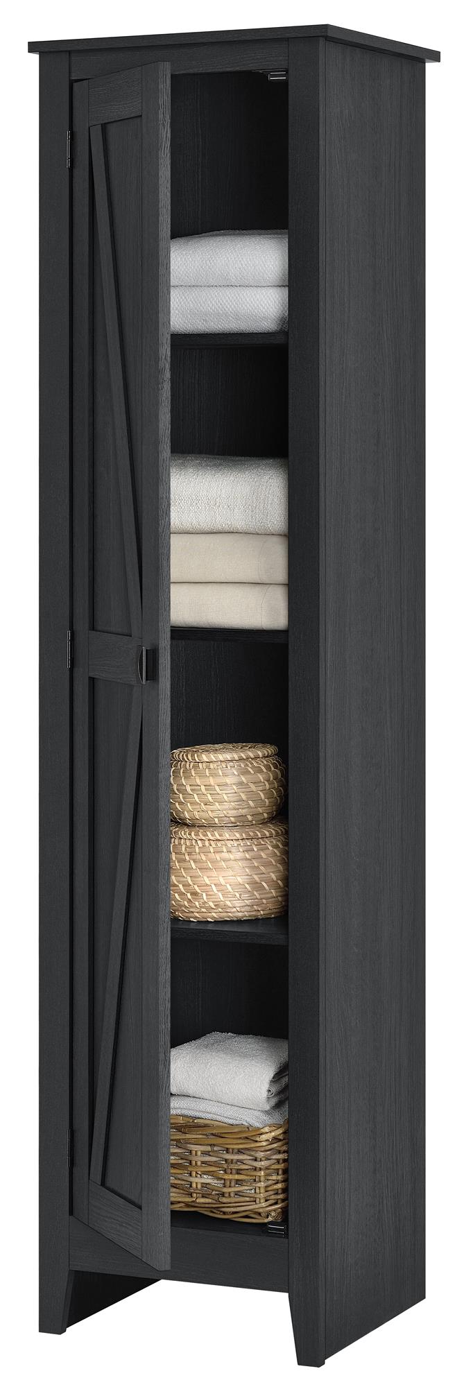 Organize in style with Farmington rustic farmhouse cabinet -  Black Oak