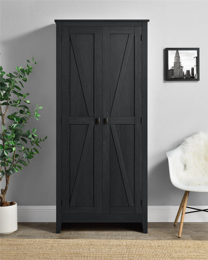 Farmington Rustic Farmhouse 31.5 Inch Wide Storage Cabinet - Black Oak