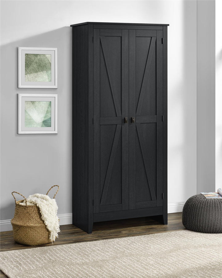 Farmington Rustic Farmhouse 31.5 Inch Wide Storage Cabinet - Black Oak