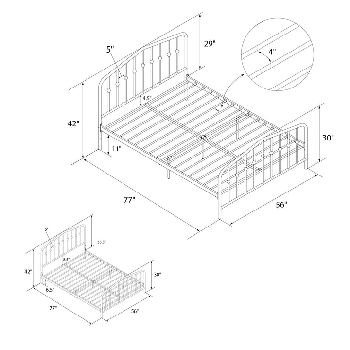 Bushwick Metal Bed - Gold - Full