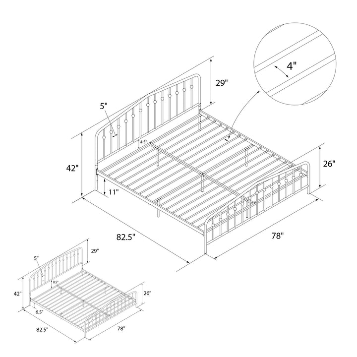 Bushwick Metal Bed - Black - King
