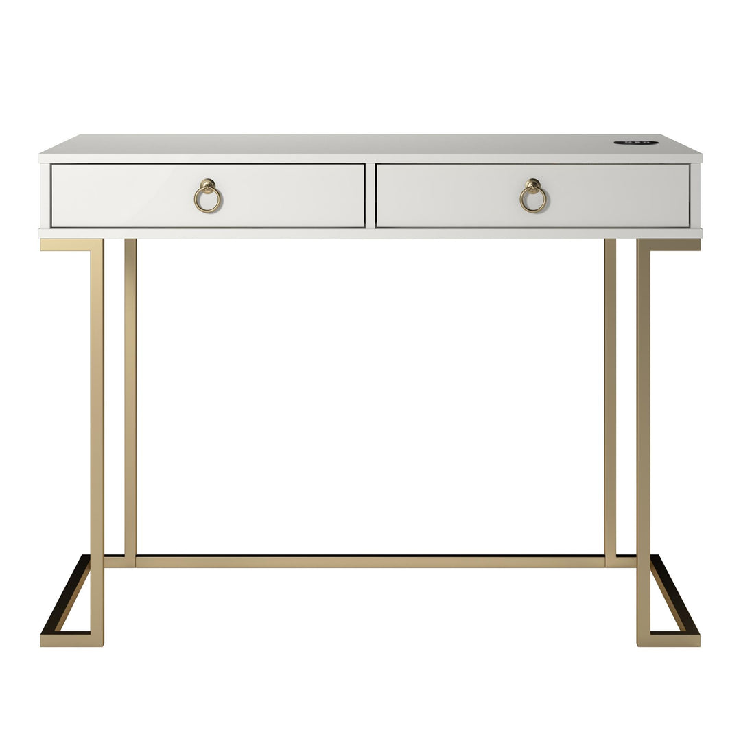 Olten Computer Desk with 2 Drawers and Wireless Charging Spot - White