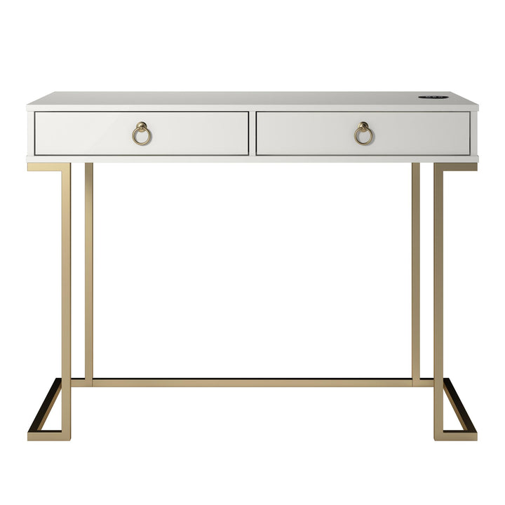 Olten Computer Desk with 2 Drawers and Wireless Charging Spot - White