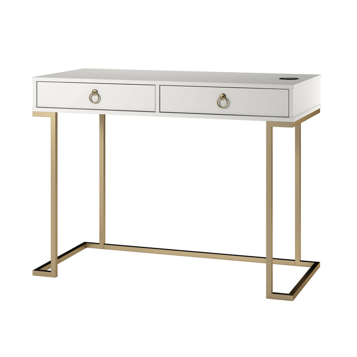 Olten Computer Desk with 2 Drawers and Wireless Charging Spot - White
