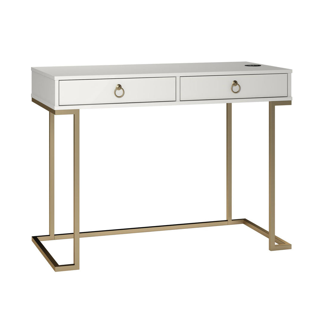 Olten Computer Desk with 2 Drawers and Wireless Charging Spot - White
