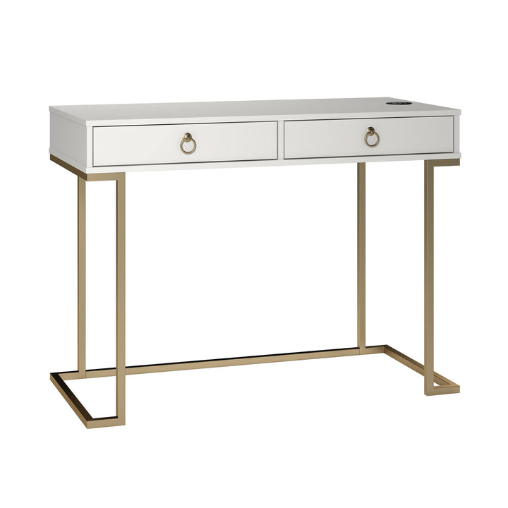 Olten Computer Desk with 2 Drawers and Wireless Charging Spot - White