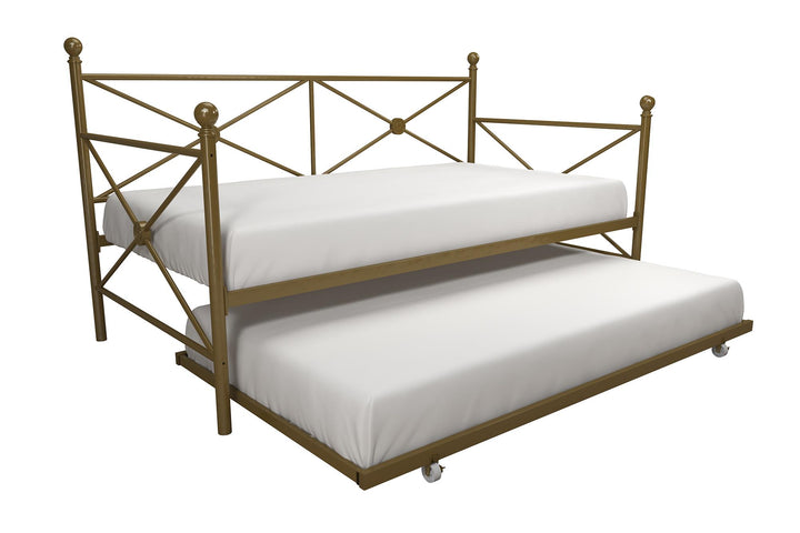 Lubin Metal Daybed and Trundle Set - Gold - Twin