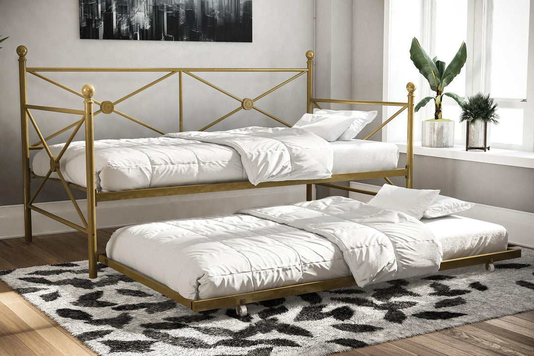 Lubin Metal Daybed and Trundle Set - Gold - Twin