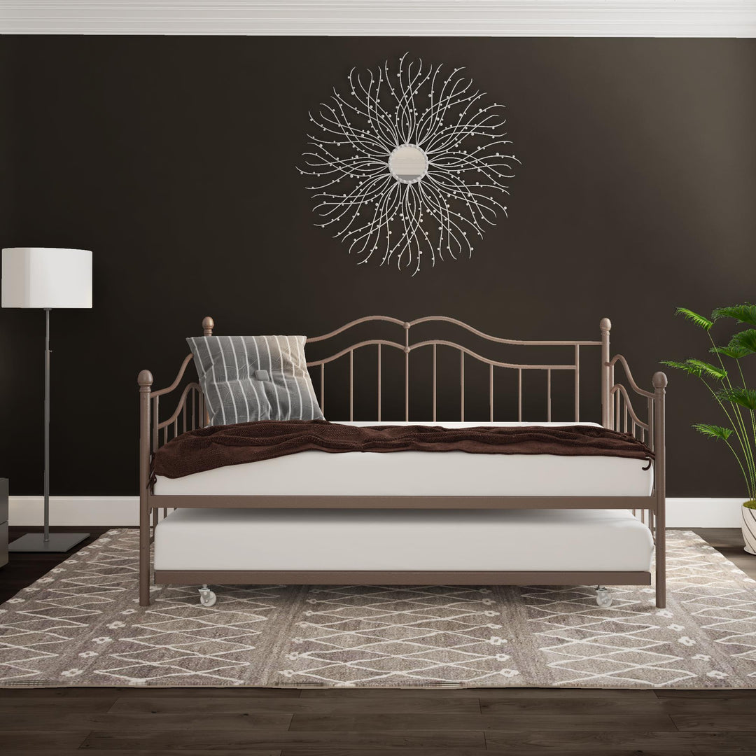 Tokyo Metal Daybed and Trundle Set with Metal Slats - Bronze - Twin