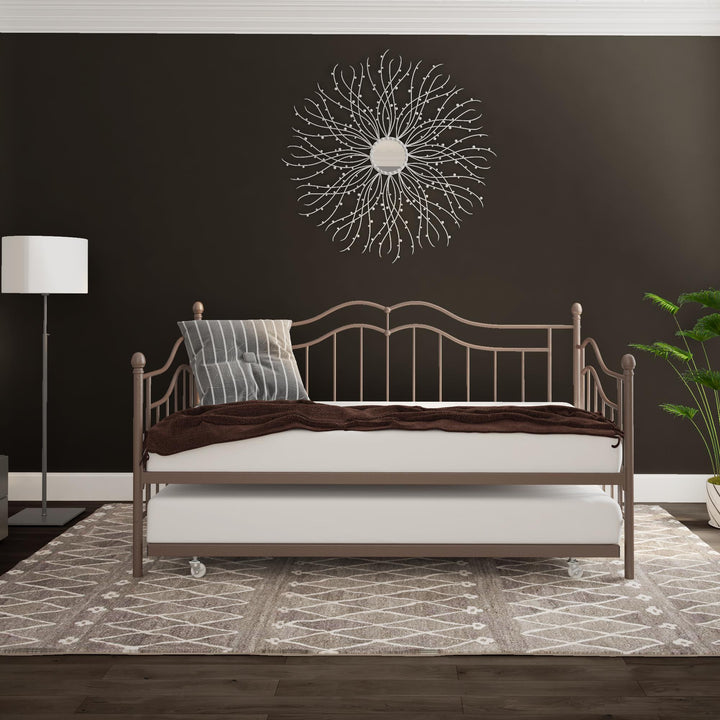 Tokyo Metal Daybed and Trundle Set with Metal Slats - Bronze - Twin