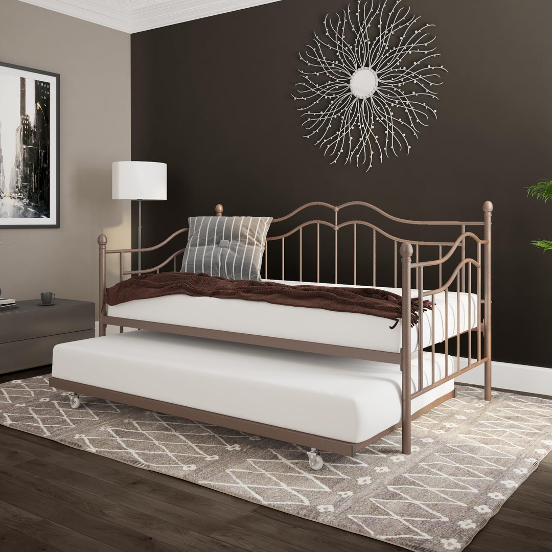 Tokyo Metal Daybed and Trundle Set with Metal Slats - Bronze - Twin