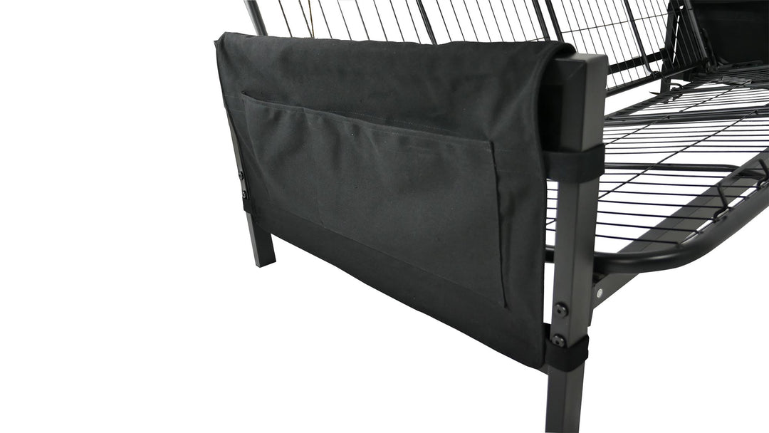 Avanti Black Metal Futon Frame with Storage Pockets - Black - Full