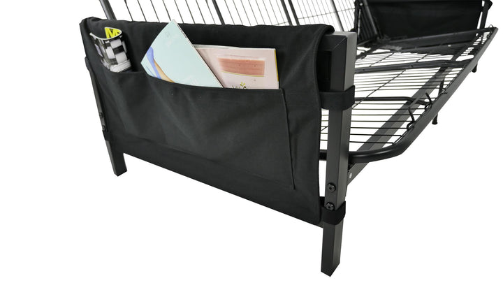 Avanti Black Metal Futon Frame with Storage Pockets - Black - Full