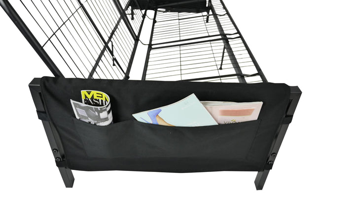 Avanti Black Metal Futon Frame with Storage Pockets - Black - Full