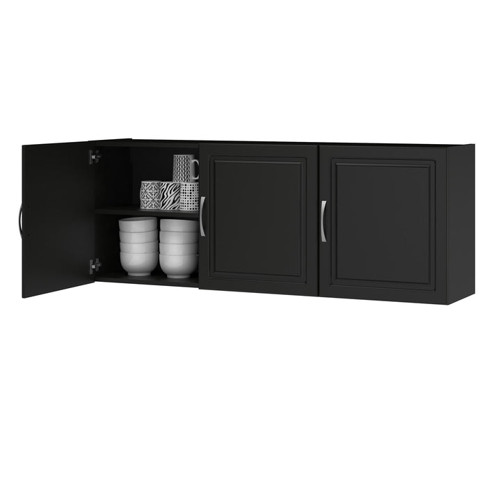 Kendall 54 Inch Multipurpose Storage Wall Cabinet with Shelves - Black